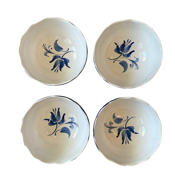 222 Fifth AYLA Blue Floral Porcelain 7in Cereal Bowls Set of 4 Spring Easter New - Picture 2 of 16